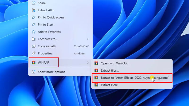 giải nén phần mềm After Effects 2022