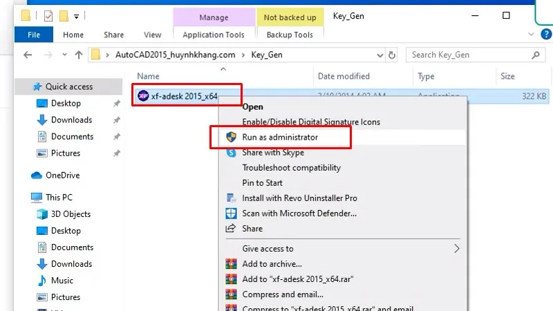 Chuột phải vào file như hình và chọn Run as admin