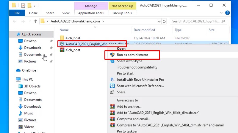 Chuột phải file như hình và chọn Run as admin