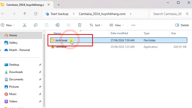 Vào thư mục kich-hoat