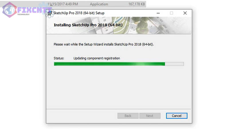 Chờ phần mềm sketchup 2018 được cài đặt