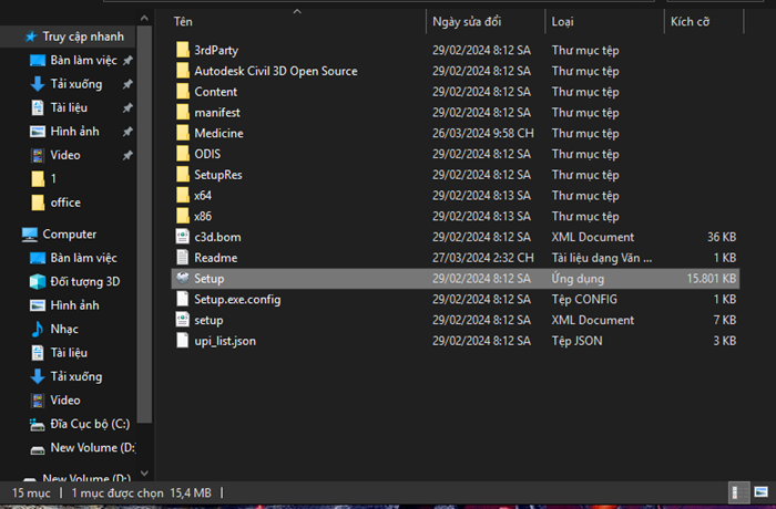 Mở phần mềm và chọn thư mục "Setup" để bắt đầu cài đặt