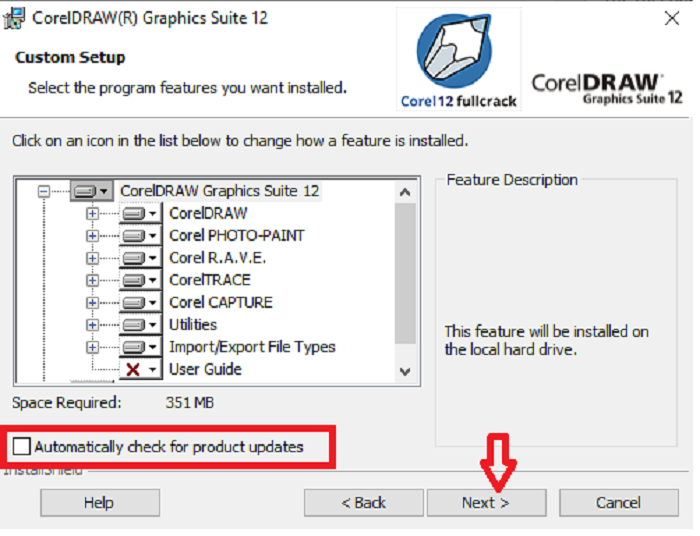 Bỏ chọn ở ô "Automatically check for product updates"