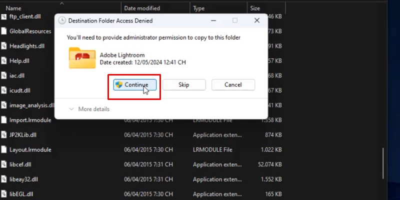 Tiếp tục bấm Continue